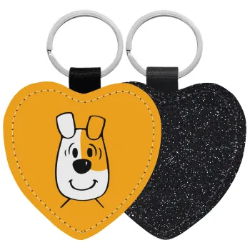 reksio bolek i lolek, Μπρελόκ PU δερμάτινο glitter καρδιά ΜΑΥΡΟ