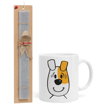 reksio bolek i lolek, Easter Set, Ceramic Cup (330ml) & Easter aromatic flat candle (30cm) (GRAY)