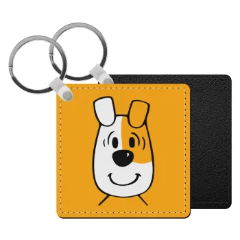 reksio bolek i lolek, Μπρελόκ Δερματίνη, τετράγωνο ΜΑΥΡΟ (5x5cm)