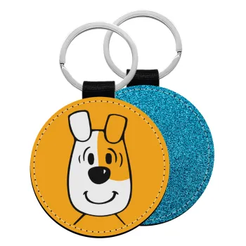 reksio bolek i lolek, Μπρελόκ Δερματίνη, στρογγυλό ΜΠΛΕ (5cm)