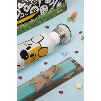 reksio bolek i lolek, Πασχαλινή Λαμπάδα με παγούρι μεταλλικό (620ml, stainless steel) & κερί αρωματικό πλακέ (30cm) (ΤΙΡΚΟΥΑΖ)