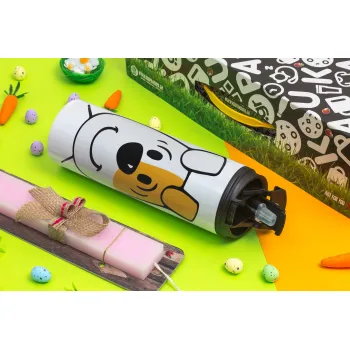 reksio bolek i lolek, Easter candle,Travel Tumbler 2 Lids, with metal straw & cleaning brush & aromatic flat candle (30cm) (PINK)