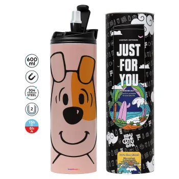 reksio bolek i lolek, Tumbler ποτήρι θερμό ΡΟΖ από ανοξείδωτο ατσάλι 600ml