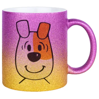 reksio bolek i lolek, Κούπα Χρυσή/Ροζ Glitter, κεραμική, 330ml