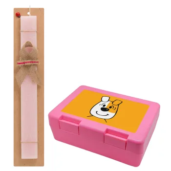 reksio bolek i lolek, Easter Set, children's snack container PINK & scented flat Easter candle (30cm) (PINK)