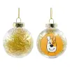 Transparent Christmas tree ball ornament with gold filling 8cm