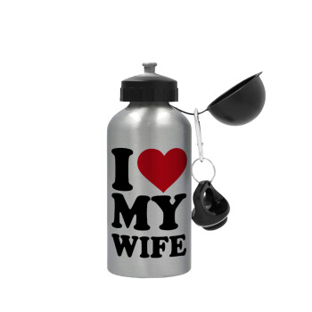 I Love my Wife, Μεταλλικό παγούρι νερού, Ασημένιο, αλουμινίου 500ml