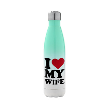I Love my Wife, Metal mug thermos Green/White (Stainless steel), double wall, 500ml