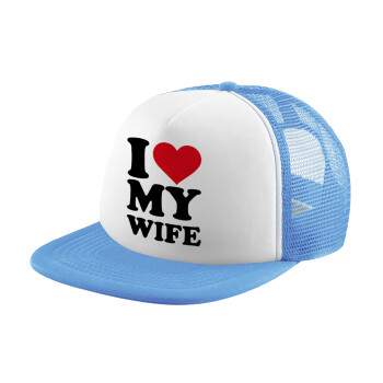 I Love my Wife, Καπέλο Soft Trucker με Δίχτυ Γαλάζιο/Λευκό