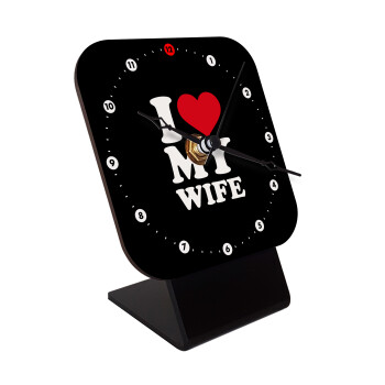 I Love my Wife, Επιτραπέζιο ρολόι ξύλινο με δείκτες (10cm)