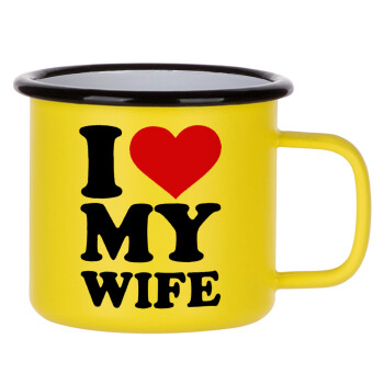 I Love my Wife, Κούπα Μεταλλική εμαγιέ ΜΑΤ Κίτρινη 360ml