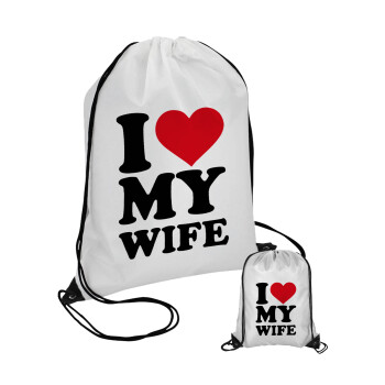 I Love my Wife, Τσάντα πουγκί με μαύρα κορδόνια 45χ35cm (1 τεμάχιο)