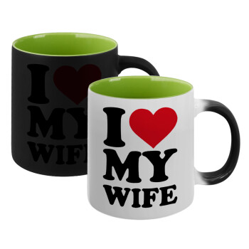 I Love my Wife, Κούπα Μαγική εσωτερικό πράσινο, κεραμική 330ml που αλλάζει χρώμα με το ζεστό ρόφημα (1 τεμάχιο)