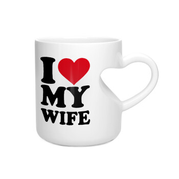 I Love my Wife, Κούπα καρδιά λευκή, κεραμική, 330ml