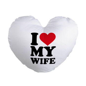 I Love my Wife, Μαξιλάρι καναπέ καρδιά 40x40cm περιέχεται το  γέμισμα