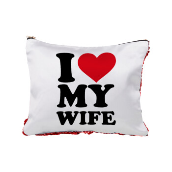 I Love my Wife, Τσαντάκι νεσεσέρ με πούλιες (Sequin) Κόκκινο