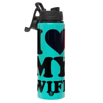 I Love my Wife, Μεταλλικό παγούρι νερού με καπάκι ασφαλείας, αλουμινίου 850ml
