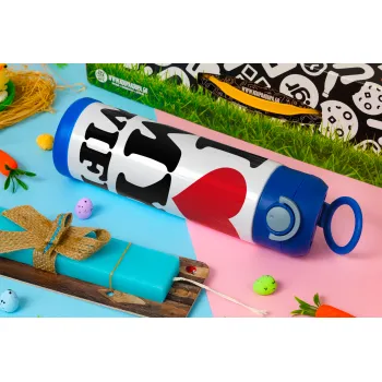 I Love my Wife, Easter candle, Childrens hot water bottle, stainless steel, with safety straw, BLUE (500ml)