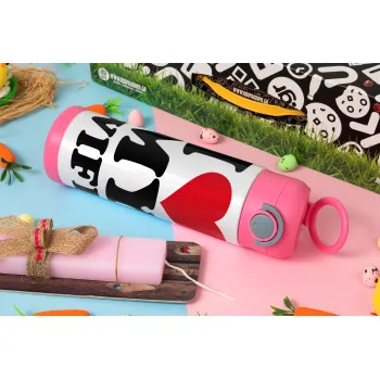 I Love my Wife, Easter candle, Childrens hot water bottle, stainless steel, with safety straw, PINK (500ml)