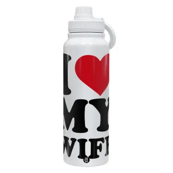 I Love my Wife, Θερμός 1L Ανοξείδωτο με Βάση Κινητού & Διπλά Τοιχώματα