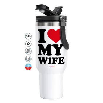 I Love my Wife, Mega Stainless steel Tumbler with lid, double wall 1,2L