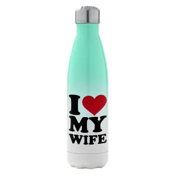 I Love my Wife, Metal mug thermos Green/White (Stainless steel), double wall, 500ml