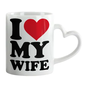 I Love my Wife, Mug heart handle, ceramic, 330ml