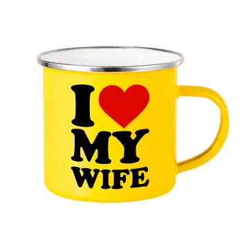 I Love my Wife, Κούπα Μεταλλική εμαγιέ Κίτρινη 360ml
