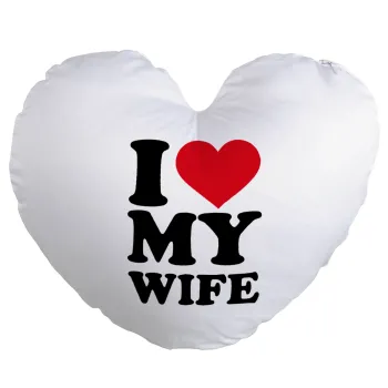I Love my Wife, Μαξιλάρι καναπέ καρδιά 40x40cm περιέχεται το  γέμισμα