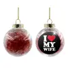 Transparent Christmas tree ball ornament with red filling 8cm