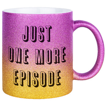 JUST ONE MORE EPISODE, Κούπα Χρυσή/Ροζ Glitter, κεραμική, 330ml