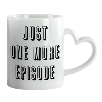 JUST ONE MORE EPISODE, Κούπα καρδιά χερούλι λευκή, κεραμική, 330ml