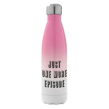 JUST ONE MORE EPISODE, Metal mug thermos Pink/White (Stainless steel), double wall, 500ml