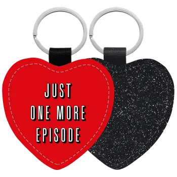 JUST ONE MORE EPISODE, Μπρελόκ PU δερμάτινο glitter καρδιά ΜΑΥΡΟ