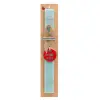Easter Set, wooden keychain & aromatic flat Easter candle (30cm) (TURQUOISE)