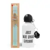 Easter Set, metallic aluminum water bottle (500ml) & scented flat candle (30cm) (TURQUOISE)
