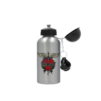 Bon Jovi, Μεταλλικό παγούρι νερού, Ασημένιο, αλουμινίου 500ml