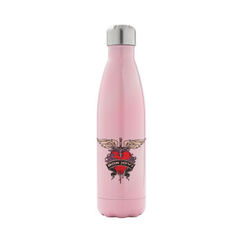 Bon Jovi, Metal mug thermos Pink Iridiscent (Stainless steel), double wall, 500ml