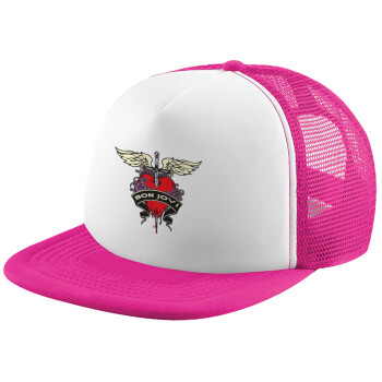 Bon Jovi, Καπέλο Soft Trucker με Δίχτυ Pink/White 