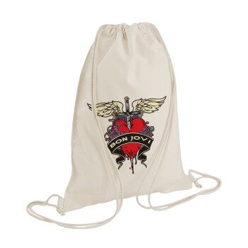 Bon Jovi, Τσάντα πλάτης πουγκί GYMBAG natural (28x40cm)