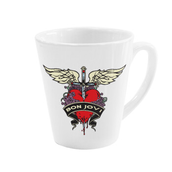 Bon Jovi, Κούπα κωνική Latte Λευκή, κεραμική, 300ml