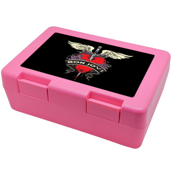 Bon Jovi, Παιδικό δοχείο κολατσιού ΡΟΖ 185x128x65mm (BPA free πλαστικό)