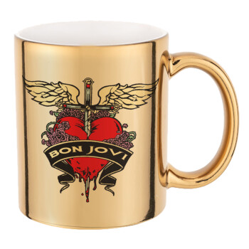 Bon Jovi, Κούπα κεραμική, χρυσή καθρέπτης, 330ml