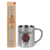 Easter Set, metallic thermal cup (300ml) & Easter aromatic flat candle (30cm) (GRAY)