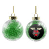 Στολίδι Χριστουγεννιάτικη μπάλα δένδρου διάφανη με πράσινο γέμισμα 8cm