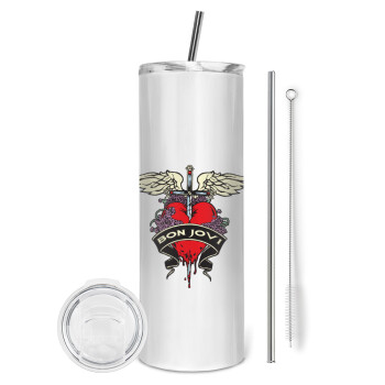 Bon Jovi, Tumbler stainless steel 600ml, with metal straw & cleaning brush