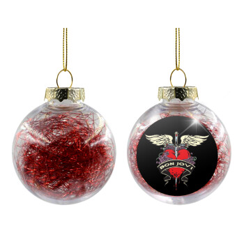 Bon Jovi, Χριστουγεννιάτικη μπάλα δένδρου διάφανη με κόκκινο γέμισμα 8cm