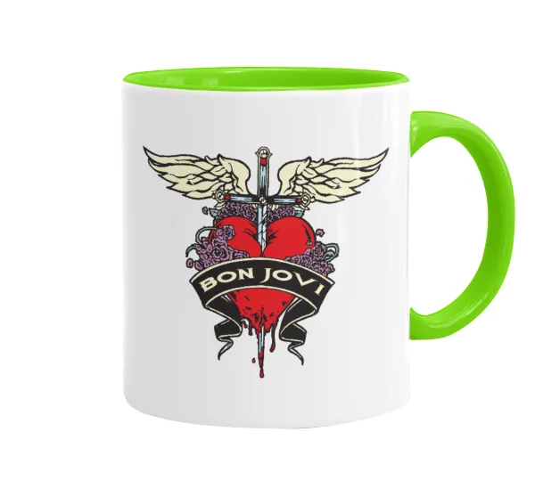 Bon Jovi — Mug colored light green, ceramic, 330ml