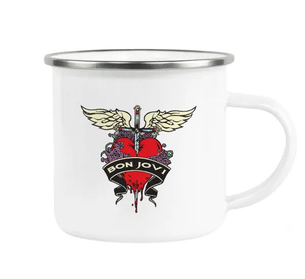Bon Jovi — Metallic enamel cup white 360ml
