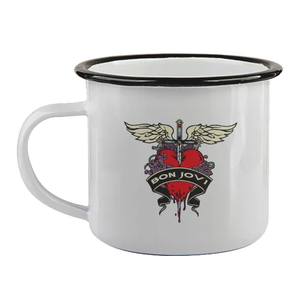 Bon Jovi — Enamel mug with black rim, 360ml
